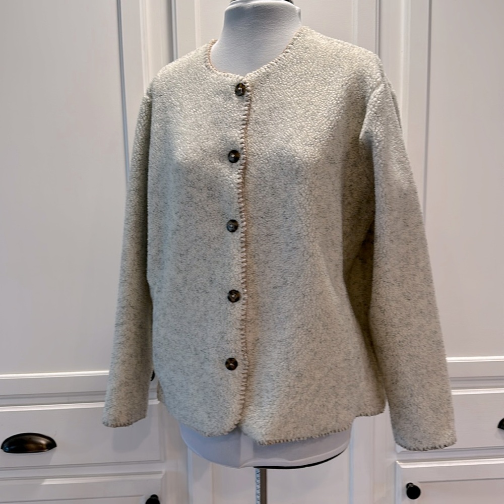 Katherine Bishop faux Sherpa oversized cardigan size small.